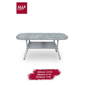 Alle Garden Rattan 2+1+1+cam Sehpa Minderli Bahçe Balkon Oturma Grubu Gri
