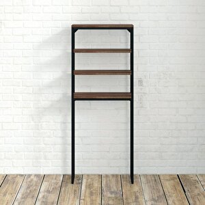 Klozet Üstü Raf Ahşap Banyo Dolabı Metal Ayaklı Organizer