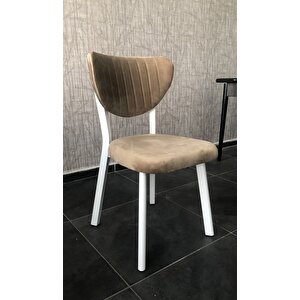 Rita Serisi Cappucino Renk Elma Model Mutfak Sandalyesi, Yemek Sandalyesi Beyaz Metal Ayak Cappucino