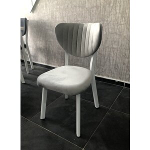 Rita Serisi Gri Renk Elma Model Mutfak Sandalyesi, Yemek Sandalyesi Beyaz Metal Ayak