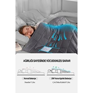 %100 Pamuk Çift Kişilik Ağırlıklı Terapi Yorganı | Battaniyesi 10 Kg 195x215 Cm Mavi