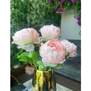 Yapay Çiçek Şakayık Tatlı Pembe 7 Güllü Büyük Boy Demet 40cm