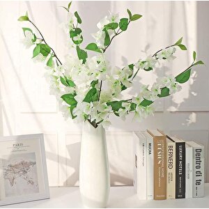 Yapay Çiçek 3dal Begonvil Çiçeği Beyaz 80cm Tek Dal Bodrum Çiçeği Sarkan Çiçek