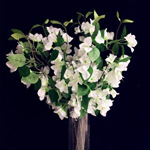 Yapay Çiçek 3dal Begonvil Çiçeği Beyaz 80cm Tek Dal Bodrum Çiçeği Sarkan Çiçek
