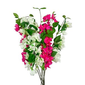 Yapay Çiçek 6dal Mix Begonvil Çiçeği Fuşya Beyaz 80cm Tek Dal Bodrum Çiçeği Sarkan Çiçek