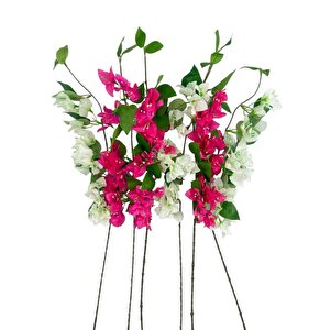 Yapay Çiçek 6dal Mix Begonvil Çiçeği Fuşya Beyaz 80cm Tek Dal Bodrum Çiçeği Sarkan Çiçek