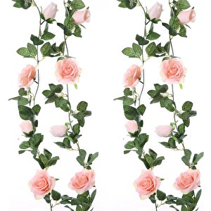 Yapay Çiçek Sarkan Ve Dolanan Sarmaşık Pembe Gül Yapay Sarmaşık 200cm