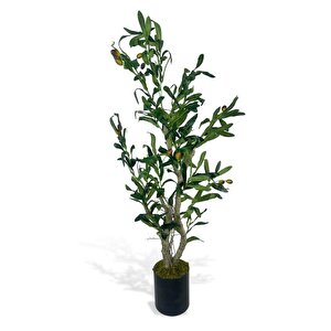 Yapay Çiçek Zeytin Ağacı Doğal Gövdeli Galvaniz Siyah Saksıda 95cm Yapay Ağaç