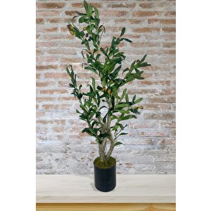 Yapay Çiçek Zeytin Ağacı Doğal Gövdeli Galvaniz Siyah Saksıda 95cm Yapay Ağaç