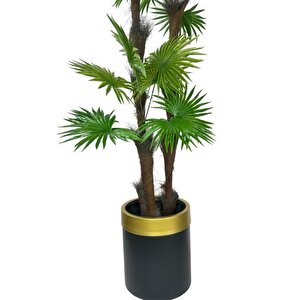 Yapay Ağaç Palmiye Fanpalm 3katlı 24yaprak Gold Kemerli Siyah Saksıda 165*65cm