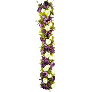 Yapay Çiçek Mor Beyaz Şakayık Tak Organizasyon Nişan Düğün Dekor Çiçeği Süsleme Tag 25x130cm