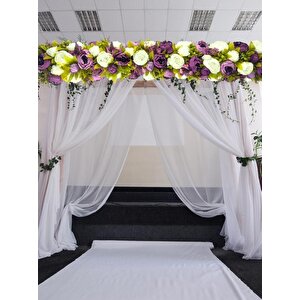 Yapay Çiçek Mor Beyaz Şakayık Tak Organizasyon Nişan Düğün Dekor Çiçeği Süsleme Tag 25x130cm