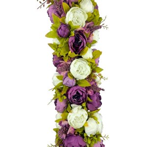Yapay Çiçek Mor Beyaz Şakayık Tak Organizasyon Nişan Düğün Dekor Çiçeği Süsleme Tag 25x130cm