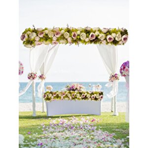 Yapay Çiçek Pembekrem  Şakayık Tak Organizasyon Nişan Düğün Dekor Çiçeği Süsleme Tag 25x130cm