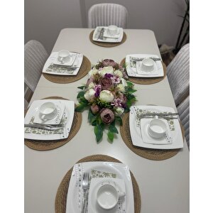 Yapay Çiçek Yemek Masası Çiçeği Beyaz Pudra Şakayık Yapay Masa Çiçeği