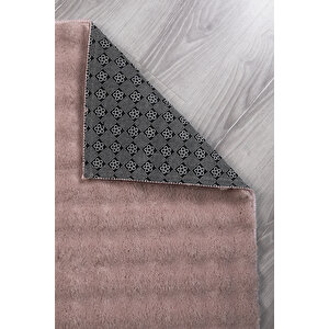 Dekoratif Bubble Uzun Tüylü Yumuşak Puffy Peluş Kaymaz Yıkanabilir Salon Antre Halı Yolluk Pembe