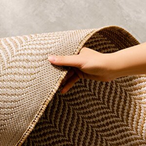 Leke Tutmaz İç Dış Mekan Bej Renk Balıksırtı Halı Kilim 120 X 180 Cm