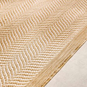Ocean Home Textile Leke Tutmaz İç Dış Mekan Bej Renk Balıksırtı Halı Kilim 120 X 180 Cm