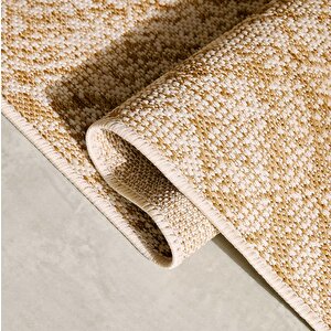 Leke Tutmaz İç Dış Mekan Bej Renk Desenli Halı Kilim 80 X 150 Cm