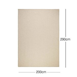 Ocean Home Textile Yıkanabilir Jüt Görünümlü Krem Renk Hasır Desenli Halı Kilim 200 X 290 Cm