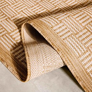 Leke Tutmaz İç Dış Mekan Bej Renk Hasır Desenli Halı Kilim 160 X 230 Cm