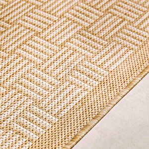 Ocean Home Textile Leke Tutmaz İç Dış Mekan Bej Renk Hasır Desenli Halı Kilim 120 X 180 Cm