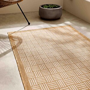Ocean Home Textile Leke Tutmaz İç Dış Mekan Bej Renk Hasır Desenli Halı Kilim 80 X 150 Cm