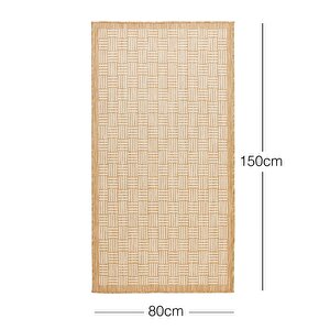 Ocean Home Textile Leke Tutmaz İç Dış Mekan Bej Renk Hasır Desenli Halı Kilim 80 X 150 Cm
