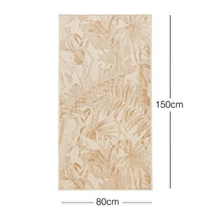 Ocean Home Textile Leke Tutmaz İç Dış Mekan Bej Renk Tropikal Desenli Halı Kilim 80 X 150 Cm