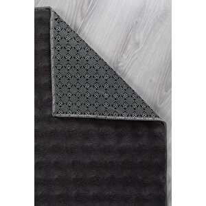 Dekoratif Bubble Uzun Tüylü Yumuşak Puffy Peluş Kaymaz Yıkanabilir Salon Koridor Halı Yolluk Antrasit 80x300 cm