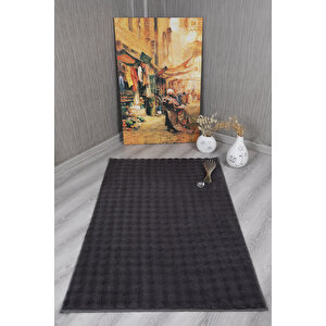 Dekoratif Bubble Uzun Tüylü Yumuşak Puffy Peluş Kaymaz Yıkanabilir Salon Koridor Halı Yolluk Antrasit 200x200 cm
