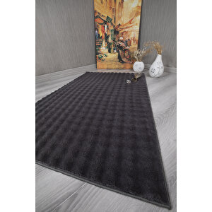 Dekoratif Bubble Uzun Tüylü Yumuşak Puffy Peluş Kaymaz Yıkanabilir Salon Koridor Halı Yolluk Antrasit 120x200 cm