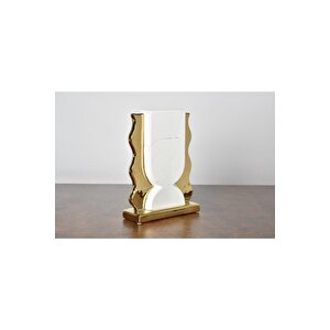 Seta Prowhıte Kenar Dalgalı Vazo Gold 24*8*31 Cm