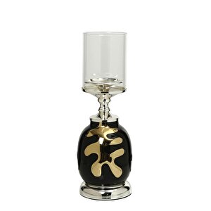 Silver Yaprak Şamdan Ak.je0157