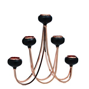 Pieuv 5'li Şamdan Bronz 41x8x40 Cm Ak.je0054