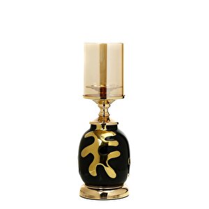 Gold Yaprak Şamdan 37 Cm Ak.je0155