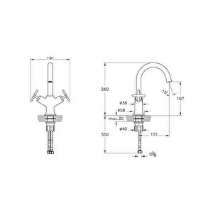 Vitra Origin Classic Lavabo Bataryası Soft Bakır A4288429 Gümüş