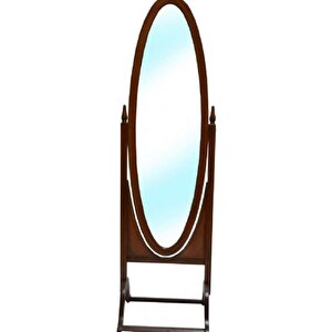 Ayna Oval 12933 Boy Ahşap Kayın Mdf Parlak Cevi̇z Natüre Klasik Mobilya El Yapım