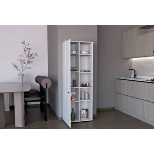 Tdesigno Portre Çok Amaçlı Dolap,10 Raflı, 1 Kapaklı Mutfak Dolabı Kiler Dolabı Banyo Dolabı