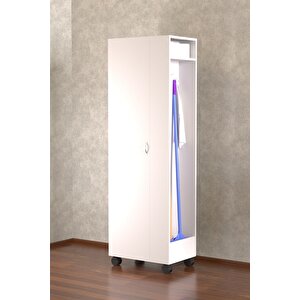 Burçin Paspas,süpürge-temizlik Malzeme Dolabı- Çok Amaçlı Dolap Paspas-vileda Banyo Dolabı Beyaz-80cm