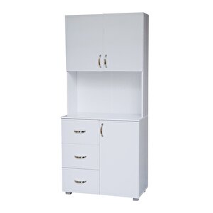 Tdesigno Zeren Çok Amaçlı Dolap-mikrodalga Dolabı-erzak Dolabı-3 Çekmeceli -kiler Dolabı-mutfak Dolabı- Beyaz