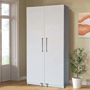 Tdesigno Hibe Çok Amaçlı 90 Derece Açılabilir 2 Kapaklı Kiler Erzak Mutfak Dolabı-90 Cm