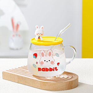 Pipetli Tavşan Cam Kupa, 8x8,5