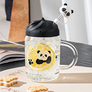 Pipetli Panda Cam Kupa, 12x7,5
