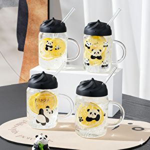 Pipetli Panda Cam Kupa, 12x7,5