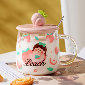 Sevimli Kız Cam Kupa, Pembe, 9x8,5