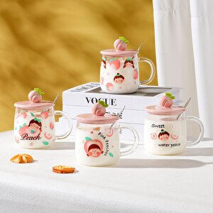 Sevimli Kız Cam Kupa, Pembe, 9x8,5