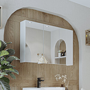 Roomart Banyo Dolabı Kulpsuz 3 Kapaklı Mdf 90 Cm Aynalı Banyo Üst Dolabı