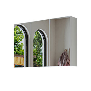 Roomart Banyo Dolabı Kulpsuz 3 Kapaklı Mdf 90 Cm Aynalı Banyo Üst Dolabı
