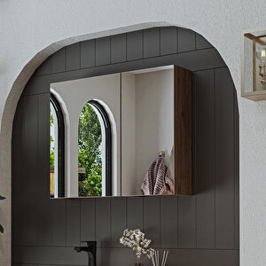 Roomart Banyo Dolabı Kulpsuz 2 Kapaklı Mdf 75 Cm Aynalı Banyo Üst Dolabı